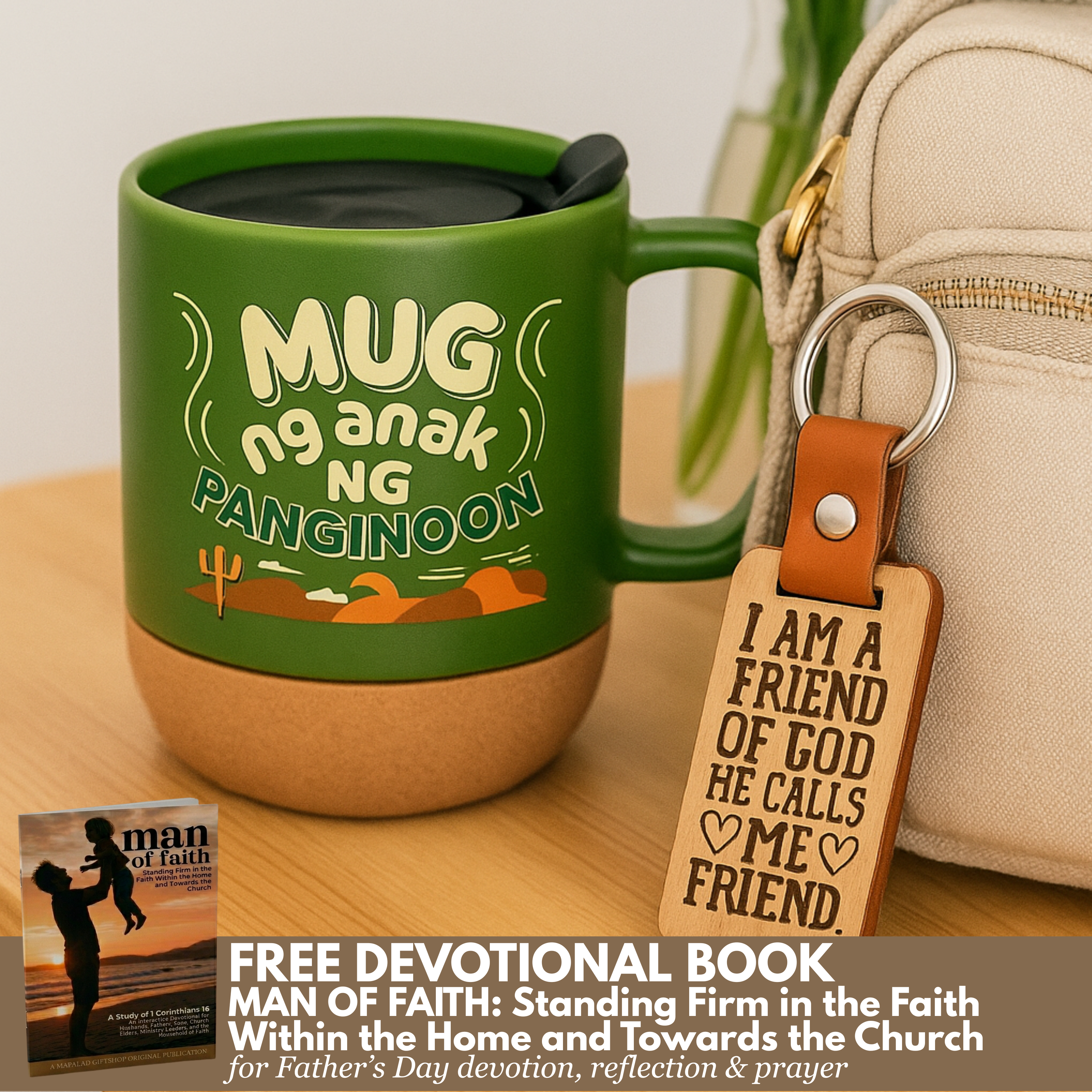 Anak ng Panginoon Ceramic Mug With Lid & Cork Base