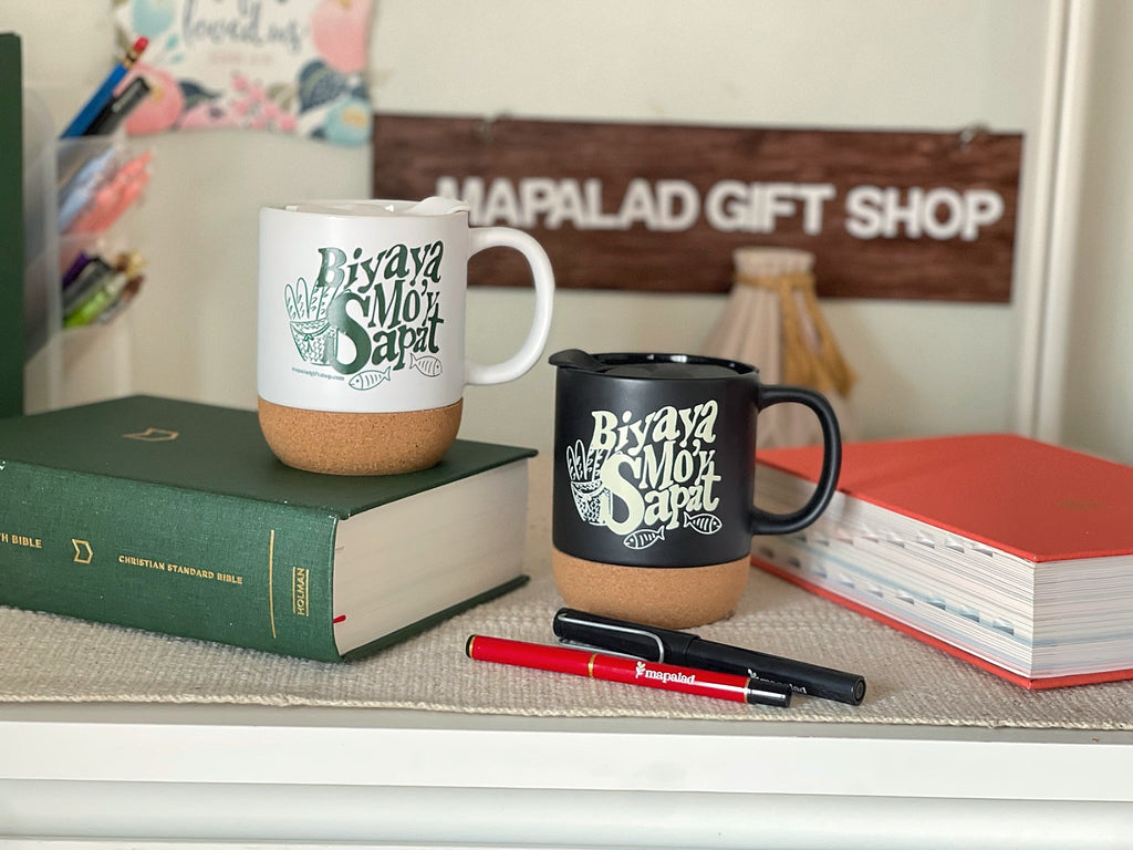 Biyaya Mo’y Sapat Ceramic Mug in Cork Base with Lid