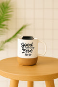 Good Morning Lord! Ceramic Mug With Lid & Cork Base