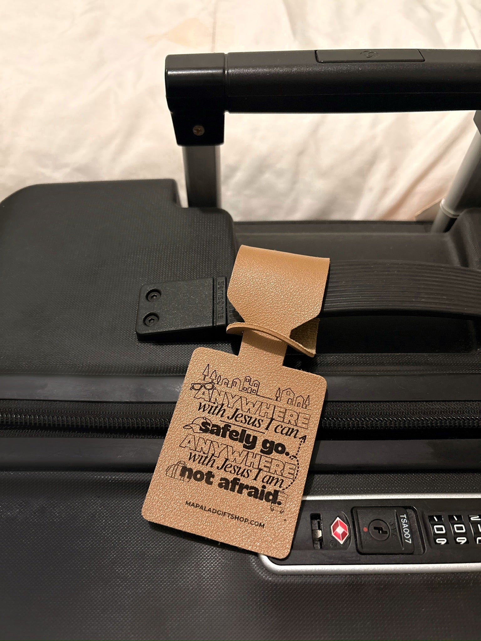 Anywhere With Jesus Leather Luggage Tag