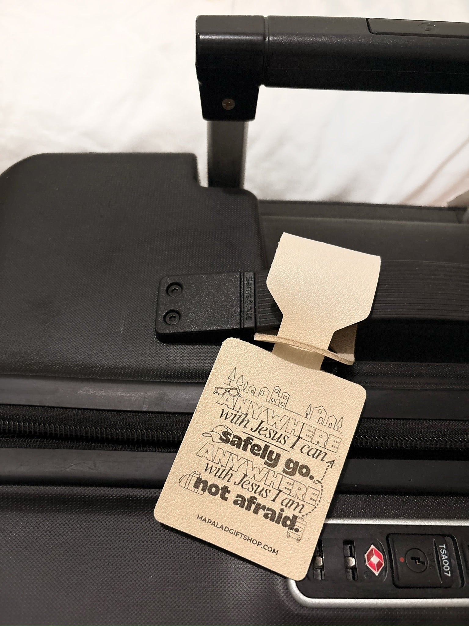 Anywhere With Jesus Leather Luggage Tag