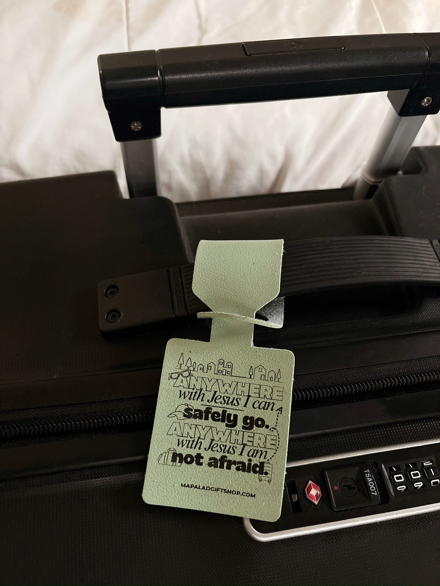 Anywhere With Jesus Leather Luggage Tag