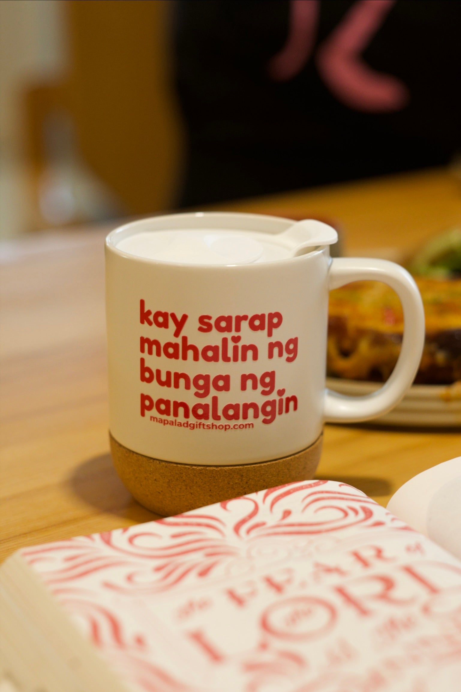 Kaysarap Mahalin Ceramic Mug in Cork Base w/ lid (FREE EBOOK)