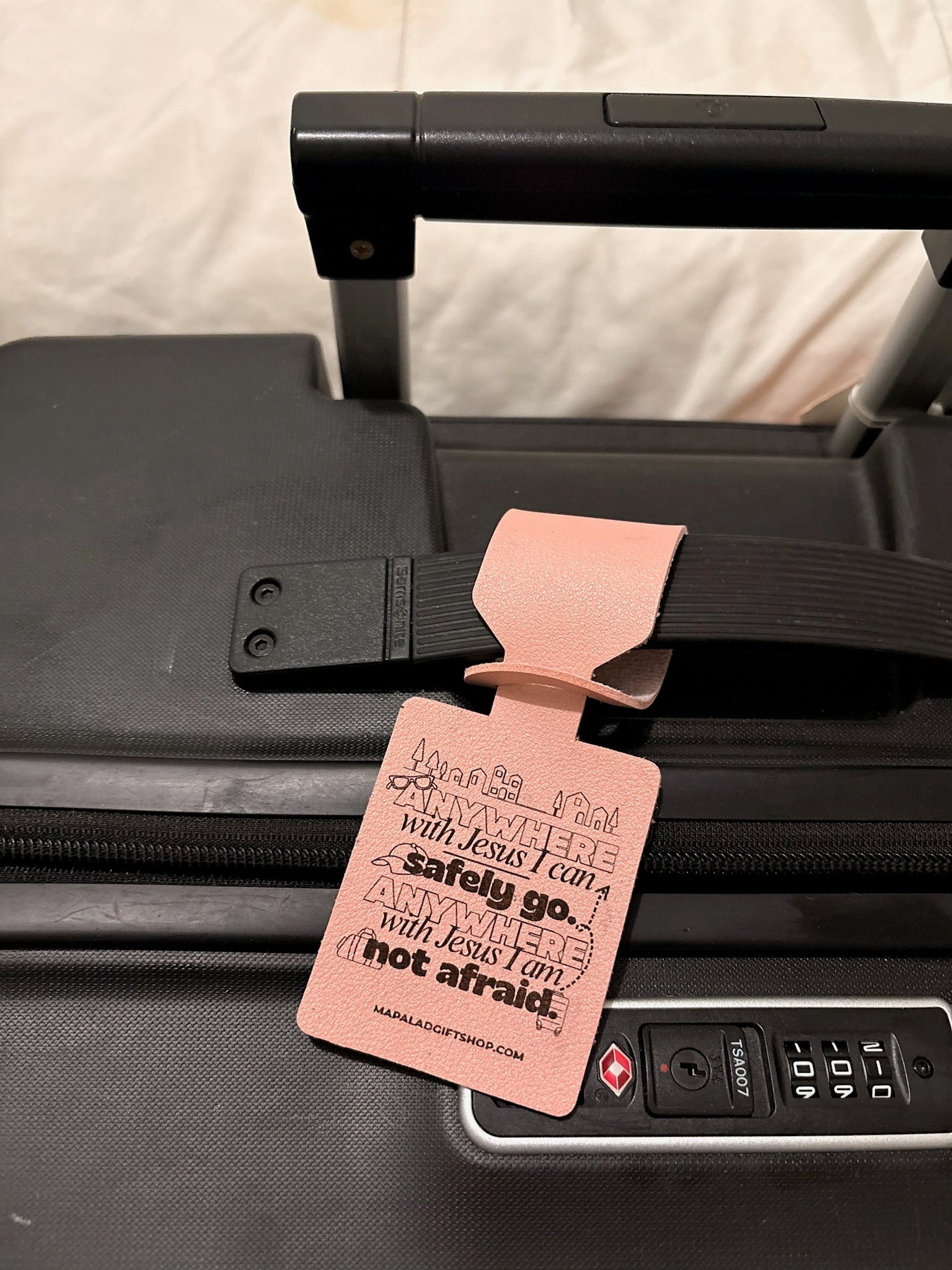 Anywhere With Jesus Leather Luggage Tag