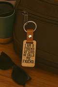 Friend of God Wooden Keychain in Leather strap
