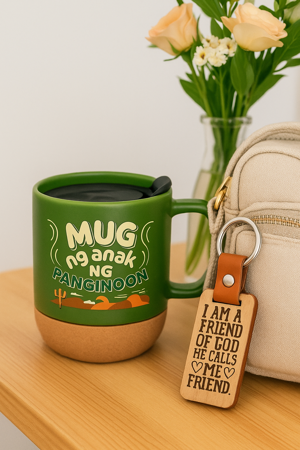 Anak ng Panginoon Ceramic Mug With Lid & Cork Base