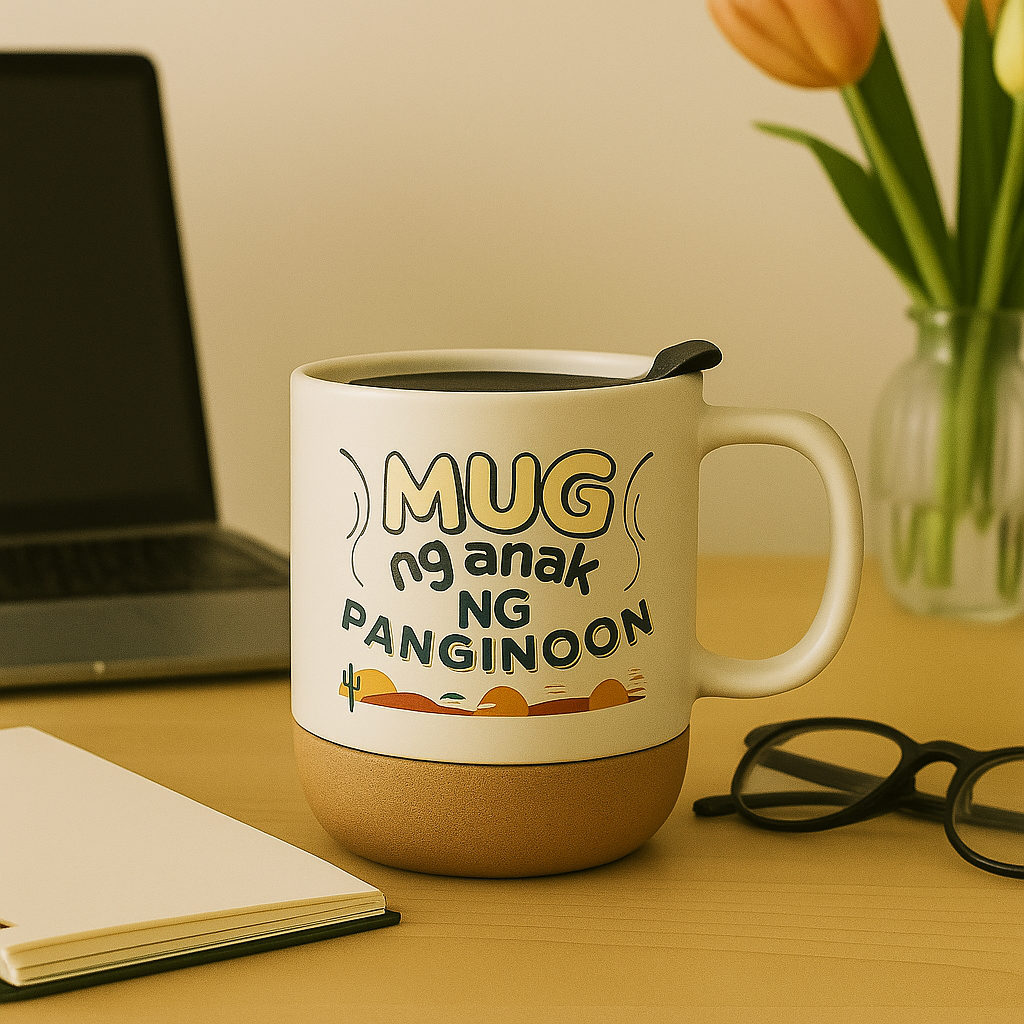 Anak ng Panginoon Ceramic Mug With Lid & Cork Base
