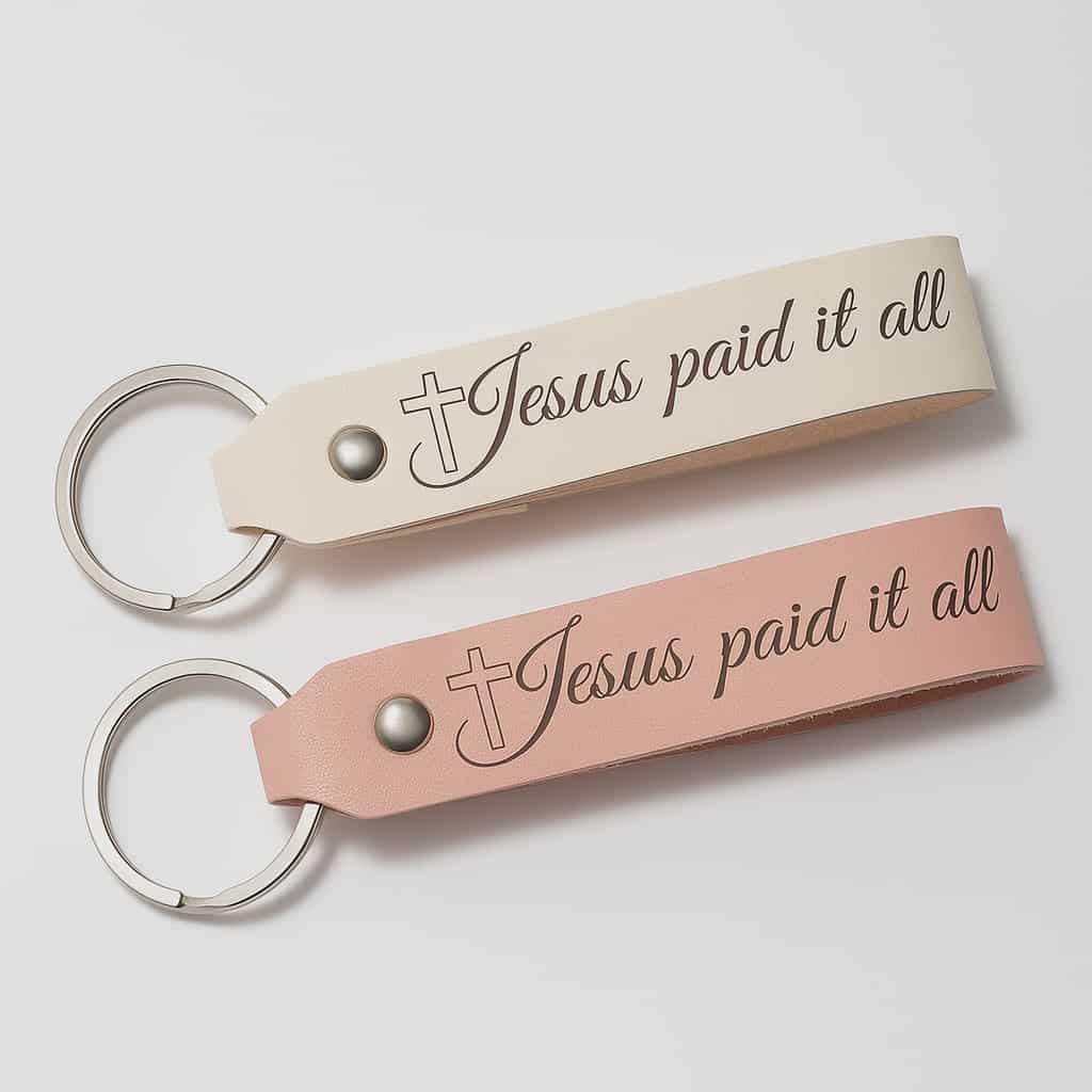 Jesus Paid It All Leather Keychain With Metal Keyring