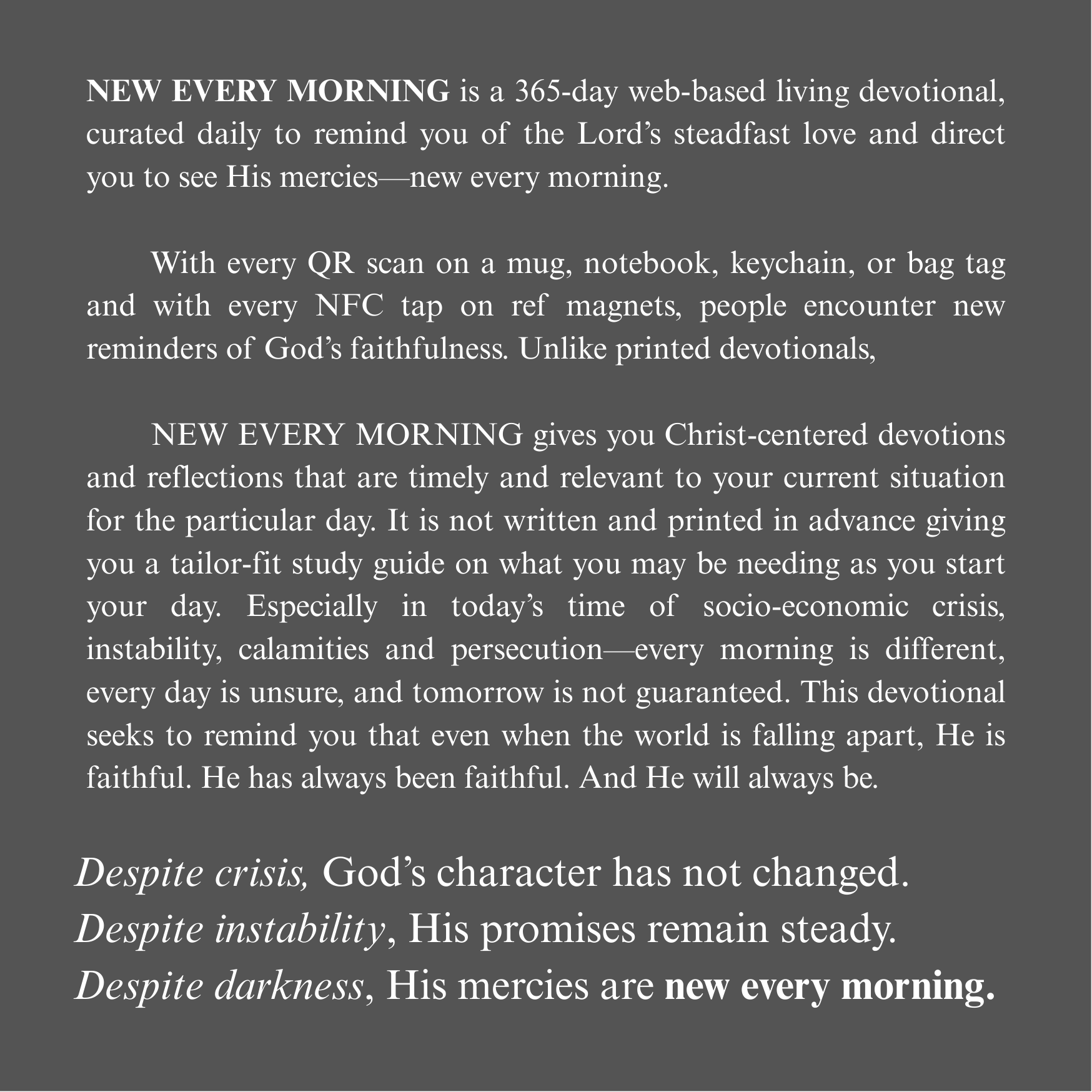 New Every Morning Devotional Mug (QR Enabled) Black
